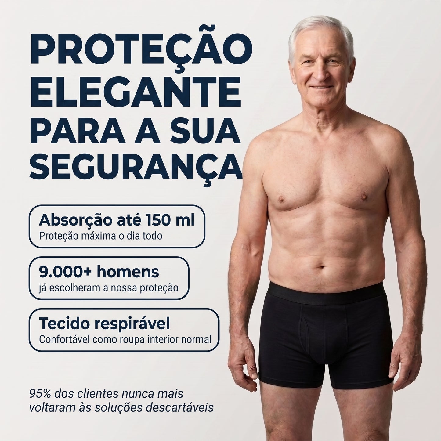 Seravele™ – boxers para homens com absorção contra fugas, até 150 ml