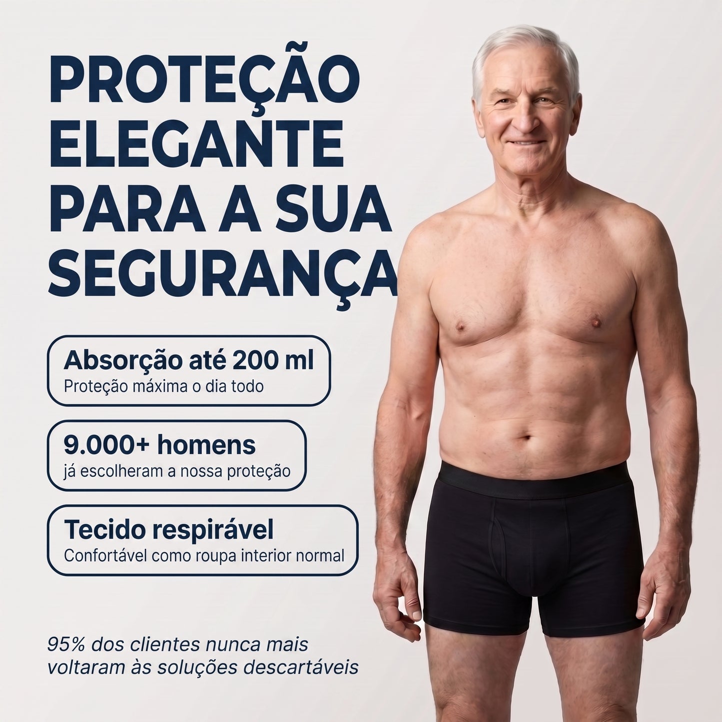 Seravele™ Flex – boxers para homens absorventes contra fugas, tamanhos XS–8XL (até 200 ml)