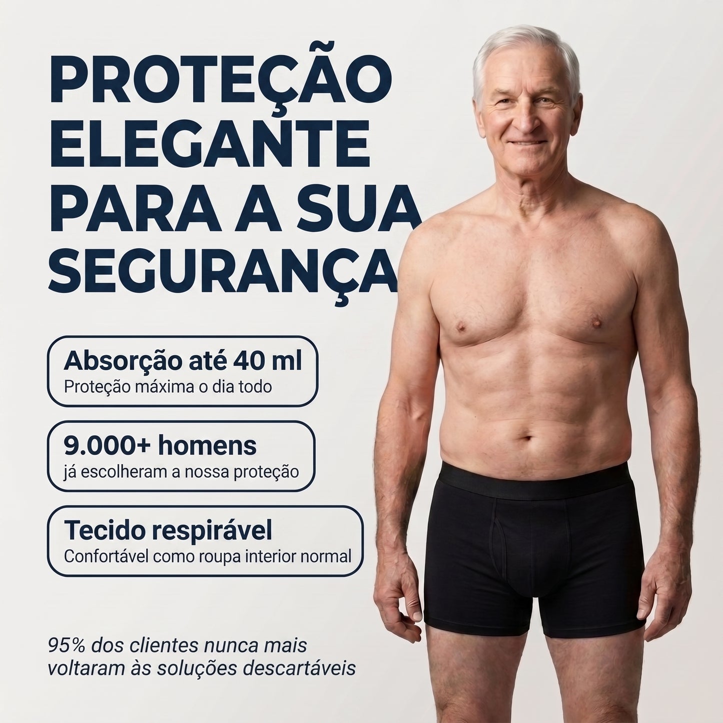Seravele™ Light – boxers para homens absorventes contra fugas, até 40 ml
