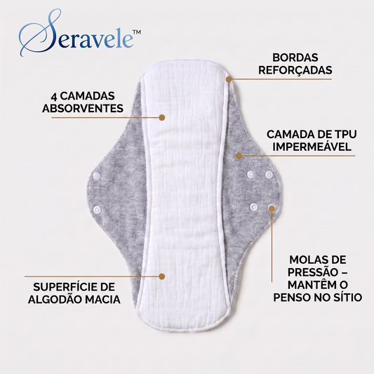Seravele™ 100 - pensos absorventes reutilizáveis 3 unid. · 3× até 100 ml